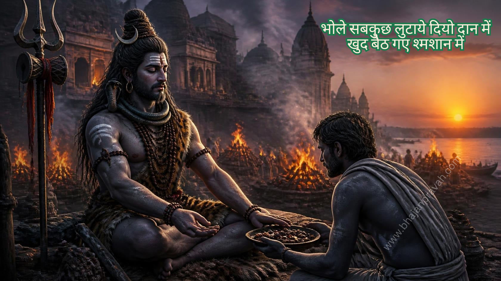 भोले सबकुछ लुटाये दियो दान में खुद बैठ गए श्मशान में