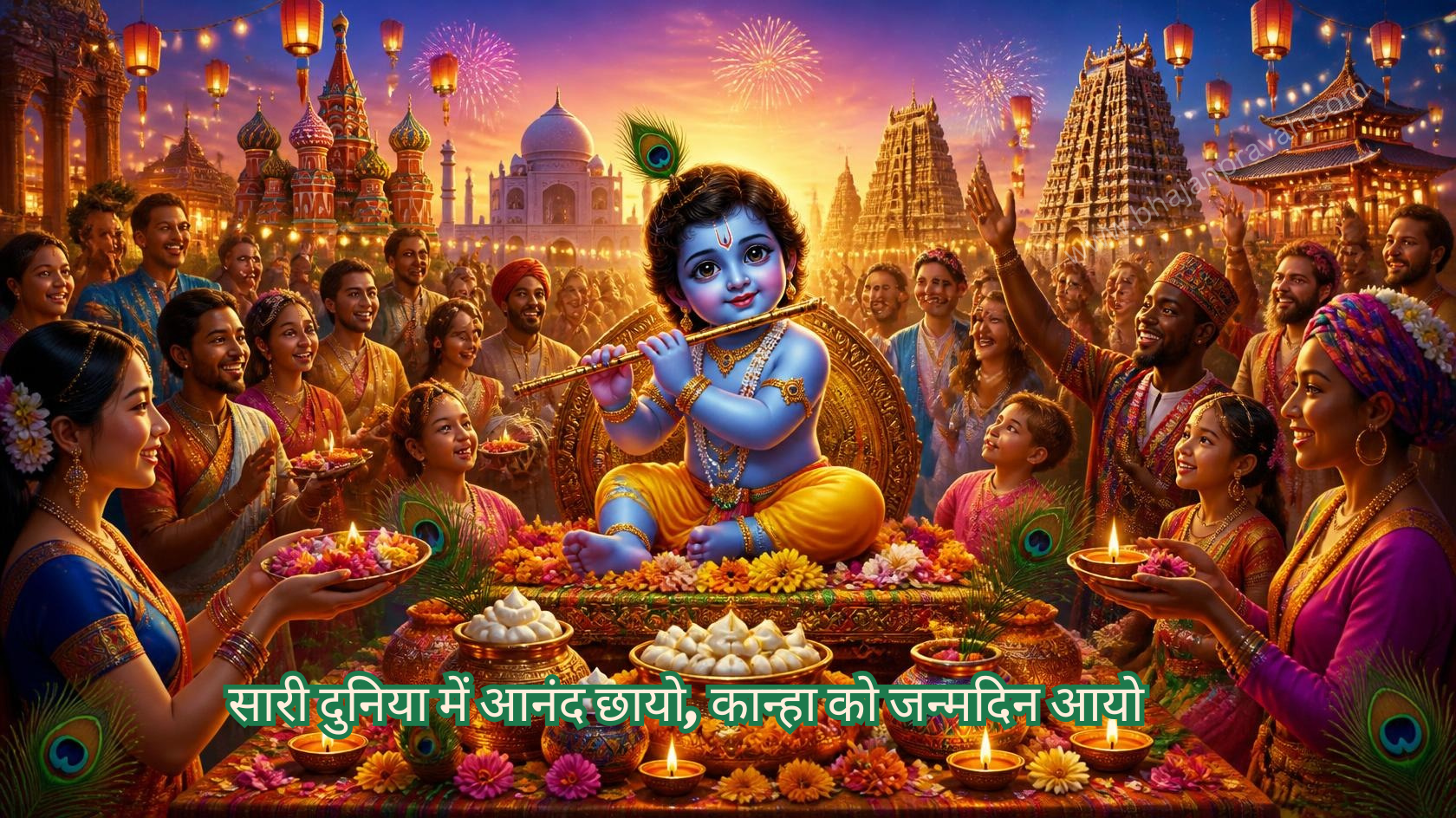 सारी दुनिया में आनंद छायो, कान्हा को जन्मदिन आयो